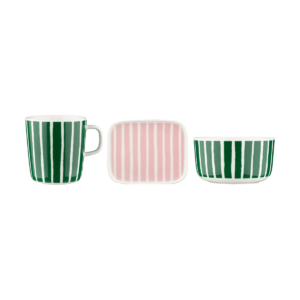 Marimekko Piccolo frukostset 3 delar Green-pink
