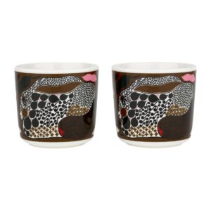 Marimekko Rusakko kopp utan öra 2 dl 2-pack vit-brun-grön-röd