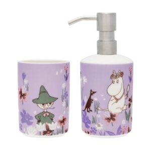 Moomin Arabia Mumin tvålpump och tandborstställ Blomsterträdgård