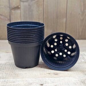 Plastkruka rund 12 cm, svart 10-pack