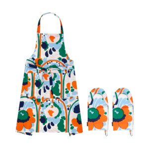 Marimekko Karuselli textilset 3 delar White-orange-blue-emerald