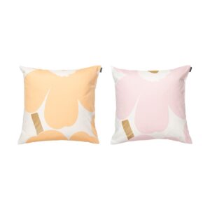 Marimekko Unikko kuddfodral 50x50 cm 2 delar White-Light pink-apricot
