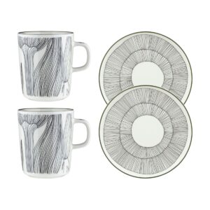 Marimekko Kukat Puhkeavat frukostset 4 delar White-forest green-black