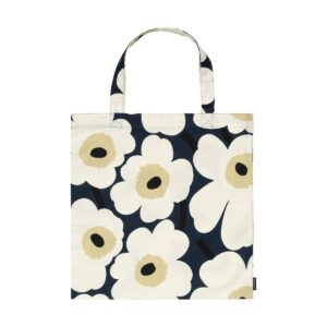 Marimekko Pieni Unikko väska 44x43 cm Midnight blue-Cream-Hay