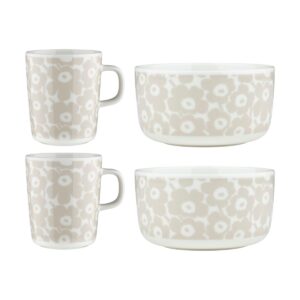 Marimekko Pikkuinen Unikko frukostset 4 delar White-straw