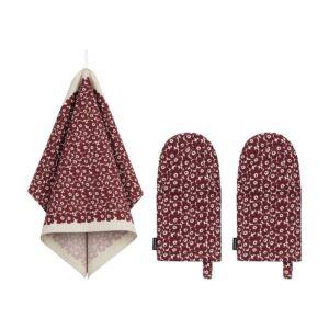 Marimekko Pikkuinen Unikko köksset 3 delar Linen-burgundy