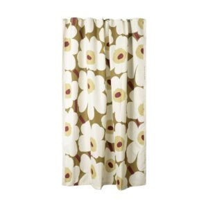 Marimekko Unikko duschdraperi Green umber-cream