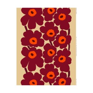 Marimekko Unikko linnetyg Vanilla-wine red-red